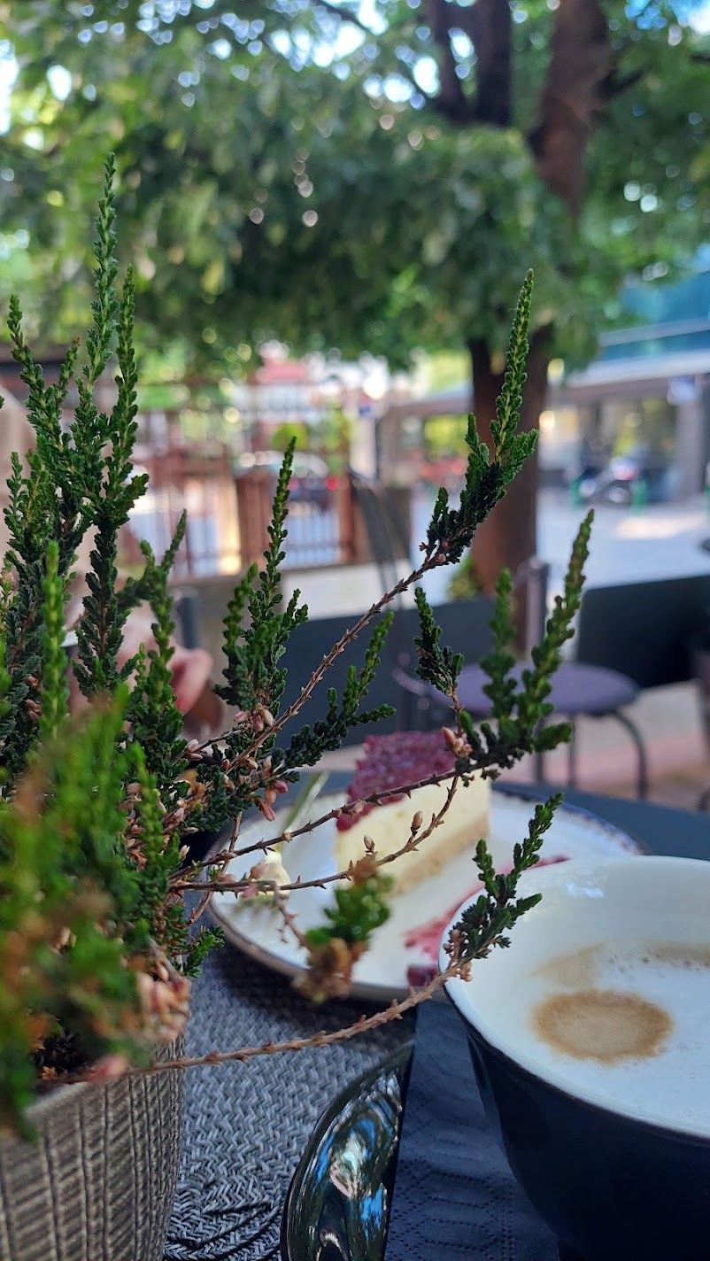 cheesecake in the background