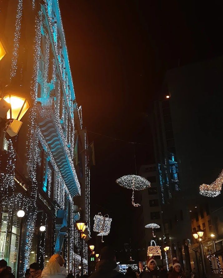 The festive winter decorations along Fashion Street Budapest filled with elegance and refinement