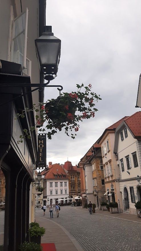 Beautiful sunshine on the streets of Ljubljana in June with ideal climate for passionate exploring