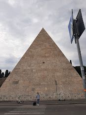 The Egyptian-style Pyramid of Cestius built in the 1st century BC standing 36 meters tall in Rome