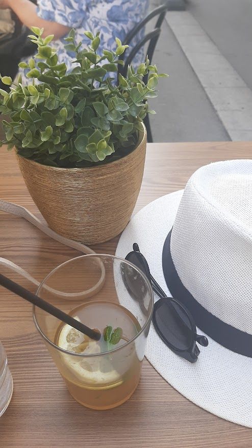 A refreshing iced tea enjoyed at a Ljubljana cafe on a pleasant June afternoon