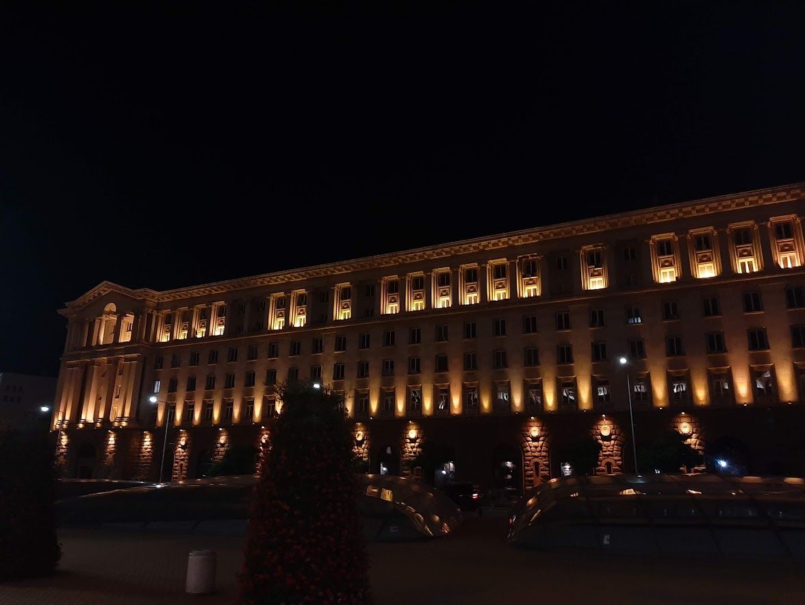 The grand buildings surrounding Independence Square one of the main landmarks in Sofia Bulgaria