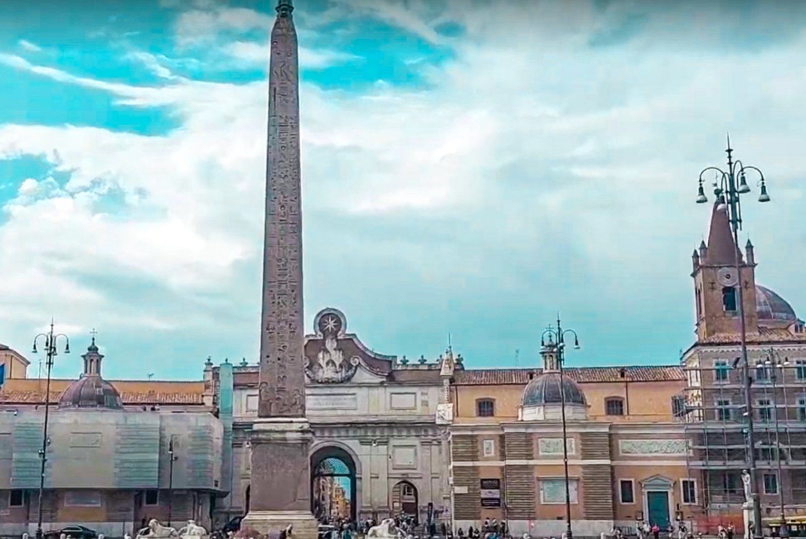 The grand Piazza del Popolo with its ancient obelisk and beautiful fountains in northern Rome