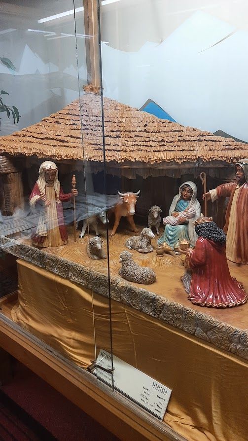 A beautiful Bethlehem scene crafted entirely from marzipan at the Szentendre museum
