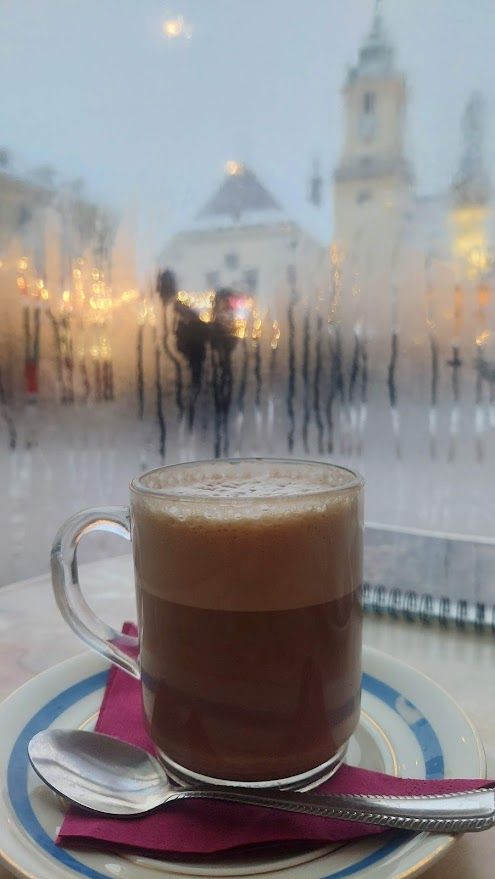 The cozy Schocokafe in central Bratislava with Christmas market views perfect for holiday mood