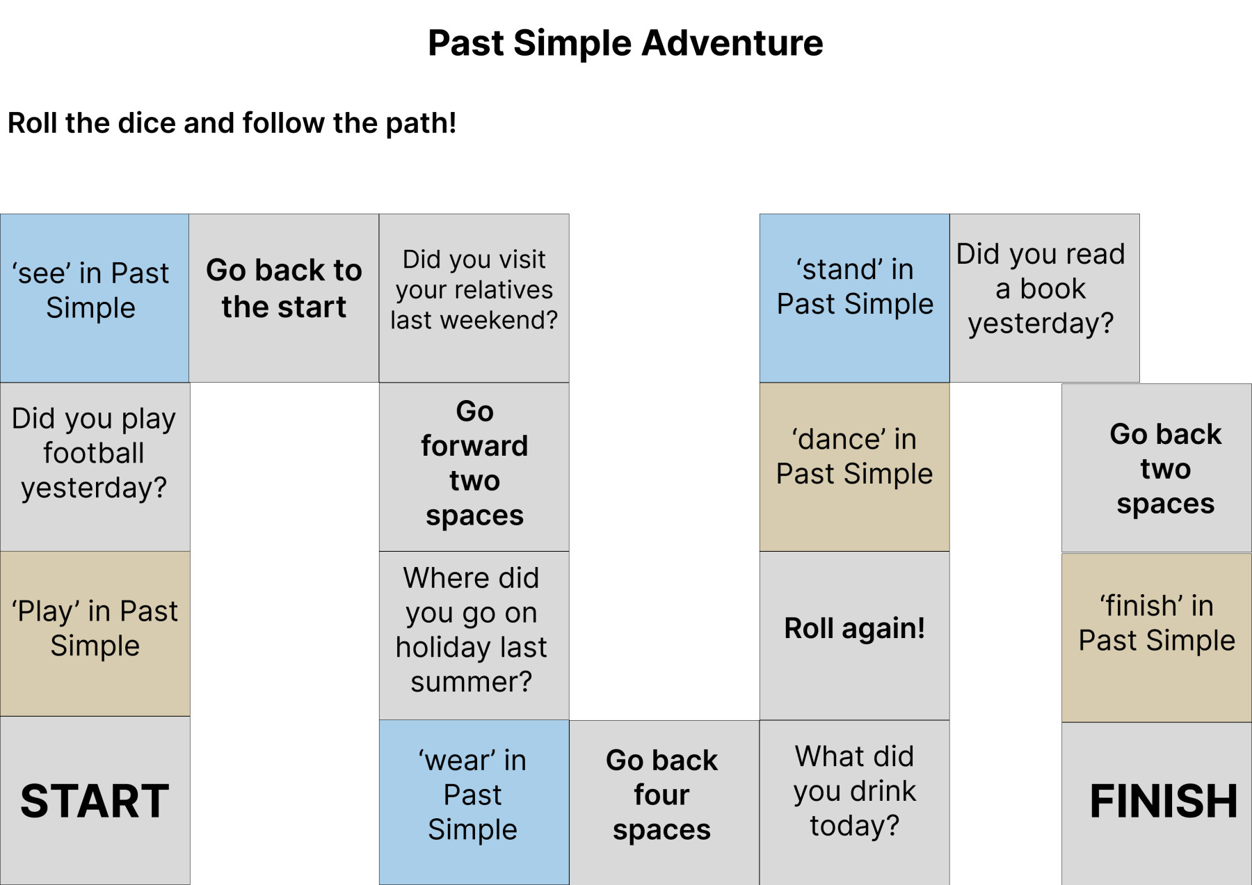 past simple board game