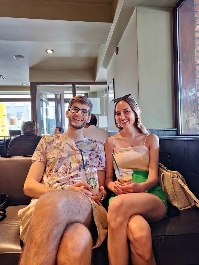 Enjoying divine Starbucks coffee together in Sofia the most recognizable coffee in the world