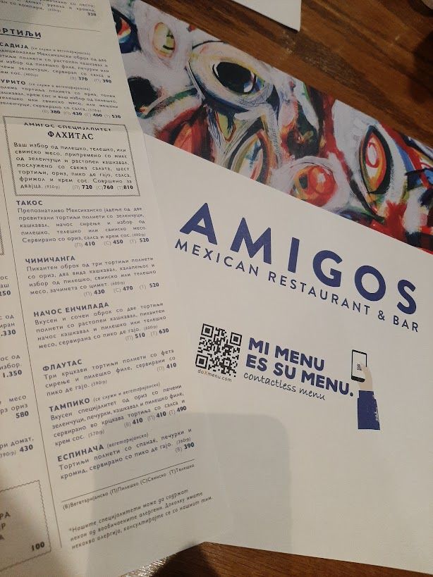 The vibrant Mexican-inspired decor at Amigos restaurant in Skopje with bright cheerful colors