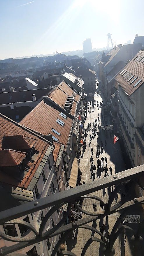 The dazzling panoramic view of Bratislava seen from the top of Michaels Tower