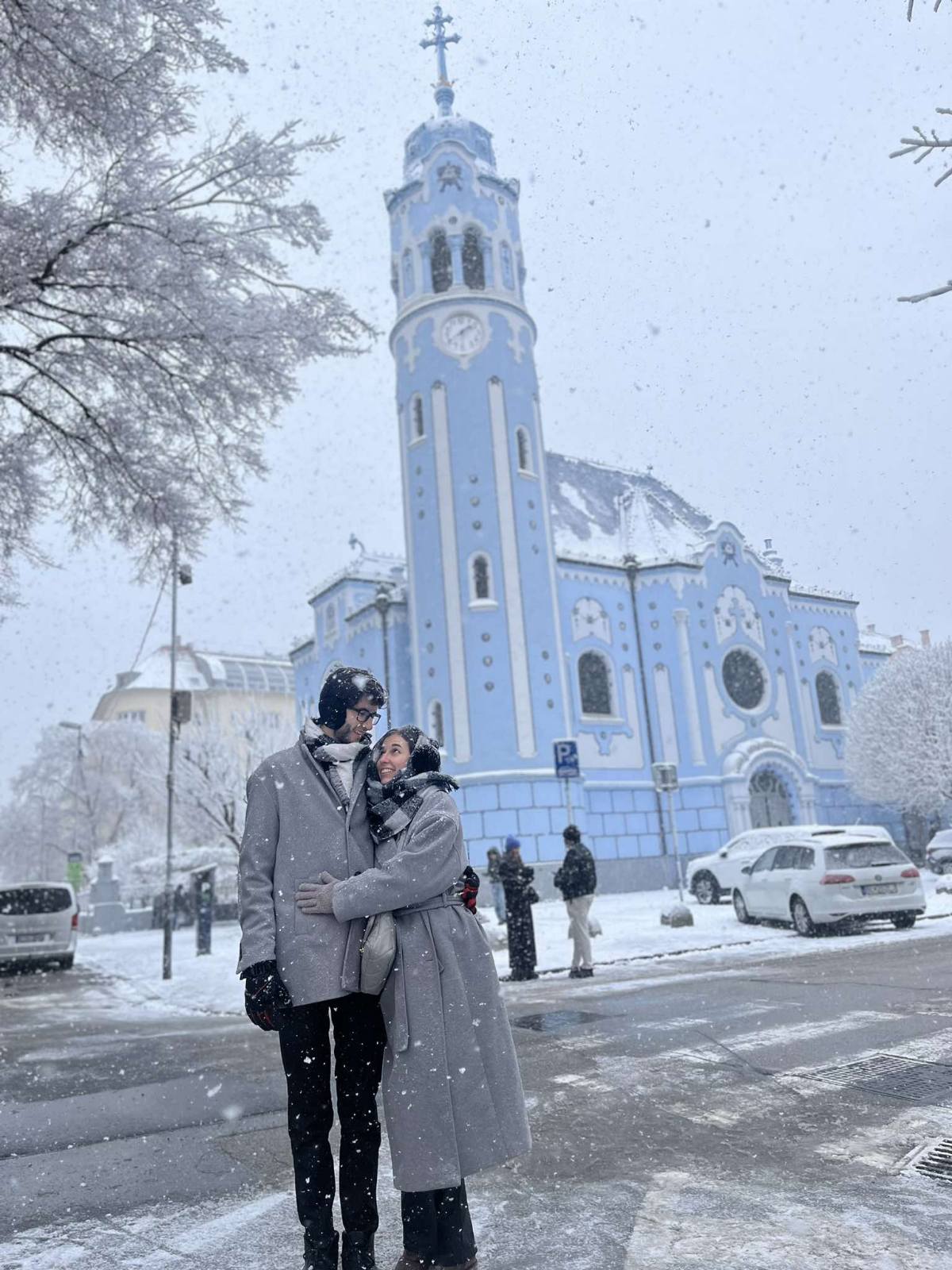 The charming Blue Church in Bratislava with vibrant blue Art Nouveau design dedicated to Princess Elizabeth
