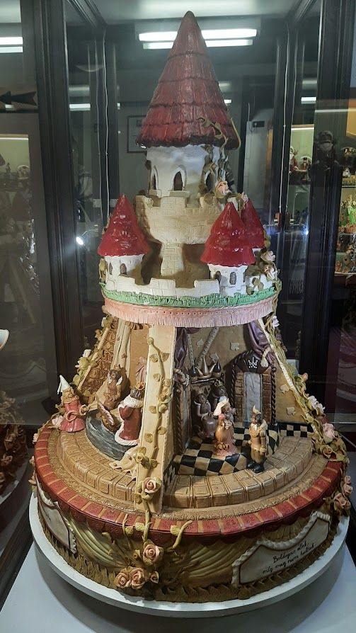 Impressive marzipan art on display at the museum including detailed sculptures and creations