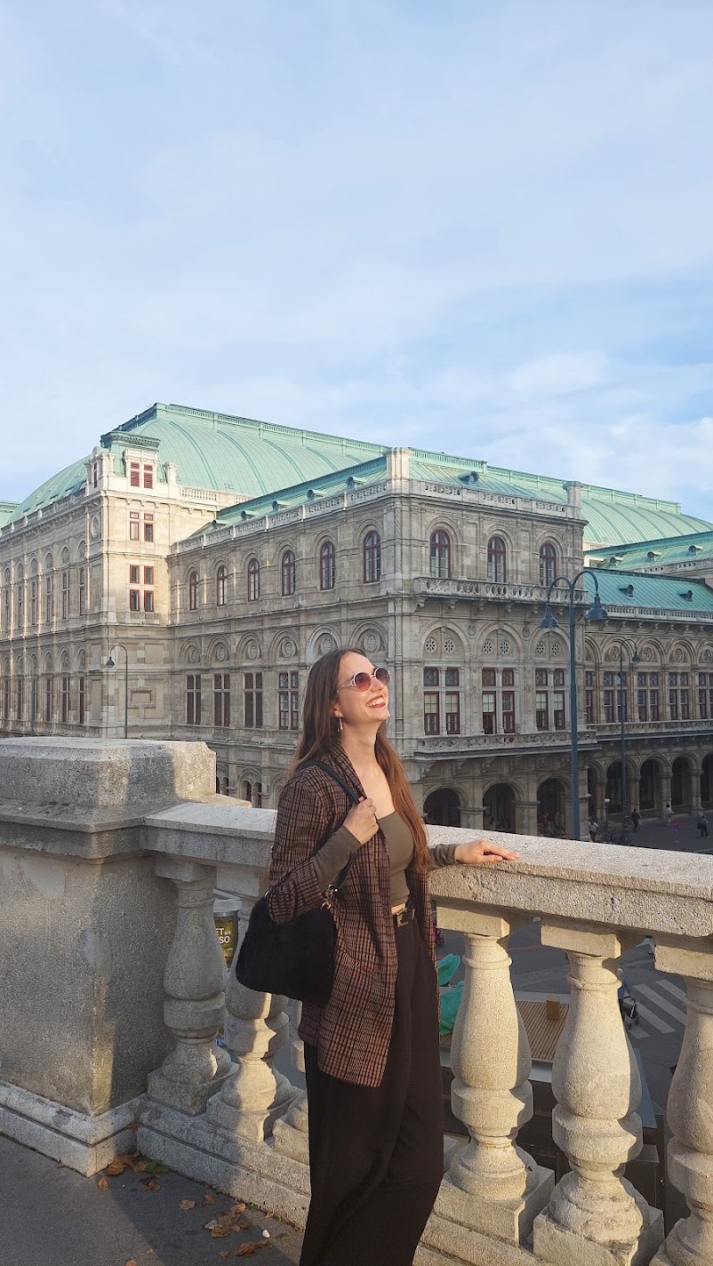 Standing surrounded by the glowing projections of Mythos Mozart in Vienna