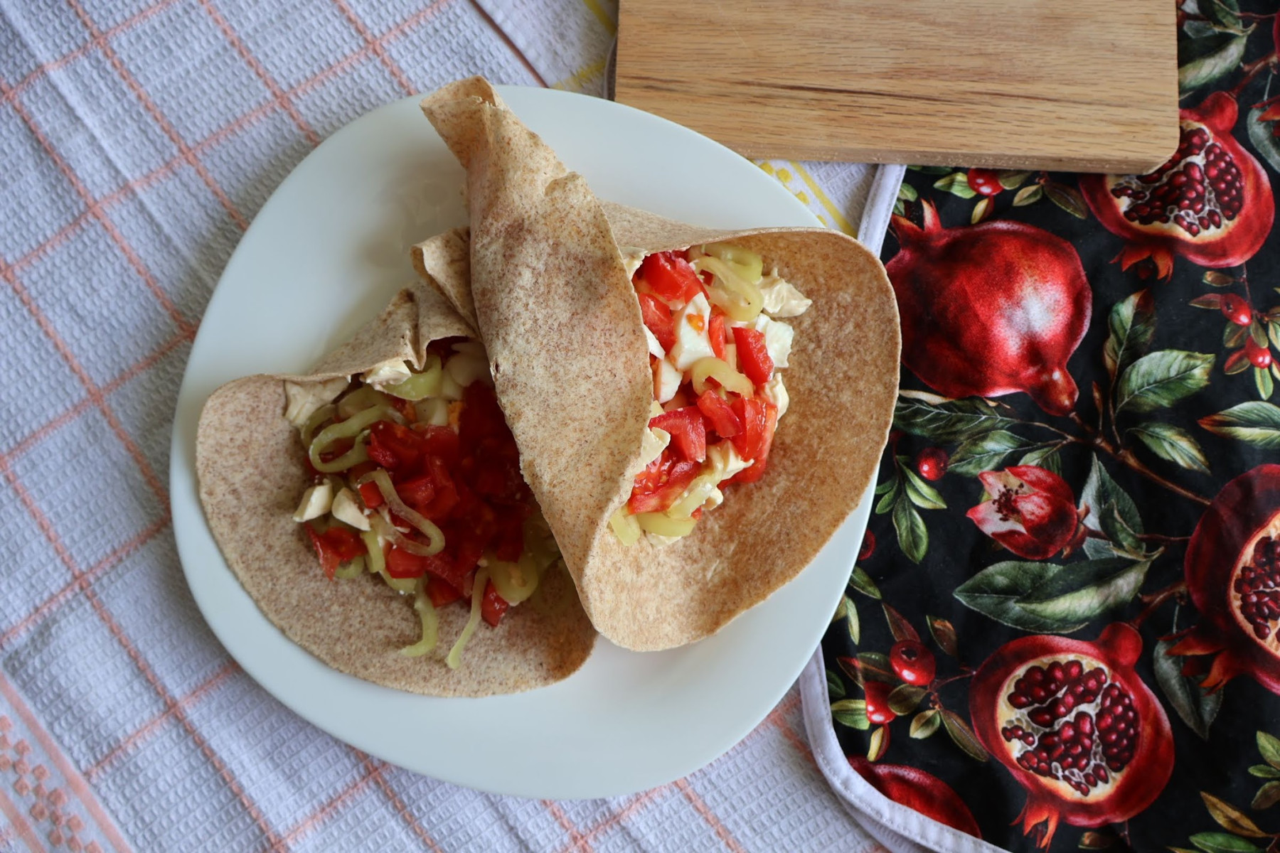 A summery tortilla breakfast with eggs and vegetables